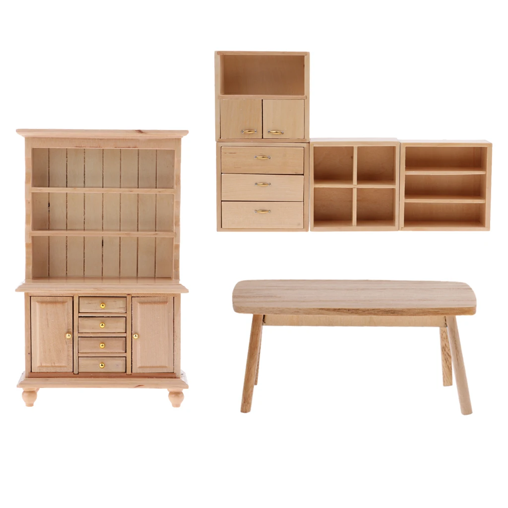 1/12 متعددة الوظائف رف مجلس الوزراء نهاية الجدول Burlywood الأثاث للدمى منزل أي غرف الديكور