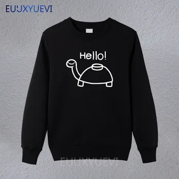 

MINE TURTLE HELLO Cartoon Funny Mens Men 2018 sweatshirts New Novelty hoodies Cotton printed Camiseta pullover