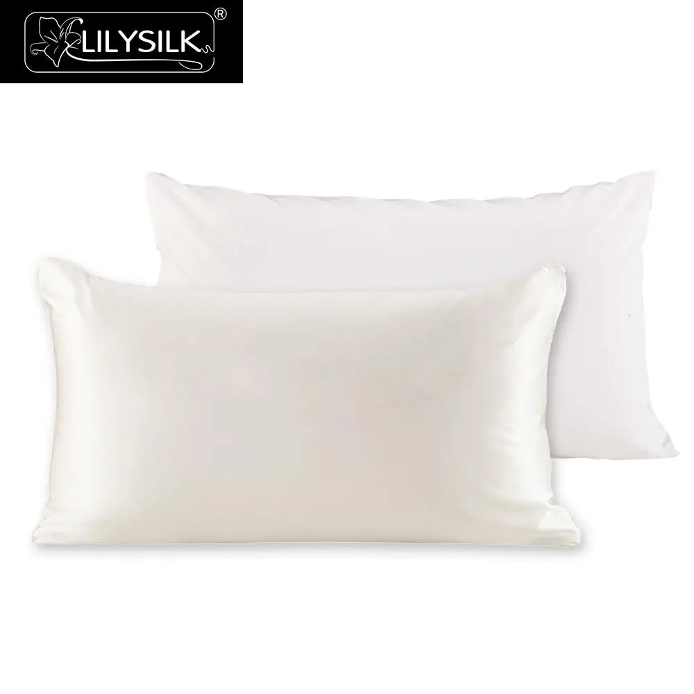 Lilysilk Двустронняя наволочка на подушку шелк- хлопок Чехол для подушки 25 Momme - Цвет: White