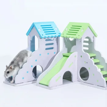 

Wooden Hamster Staircase Sleeping House Golden Bear Nest Bed for Small Pets Chinchillas Guinea-pig Small Pets Cage Toys