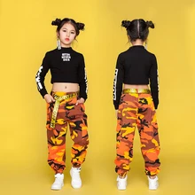 Children/'s Street Dance Camouflage Loose Long-sleeved boys Girls Hiphop Costumes