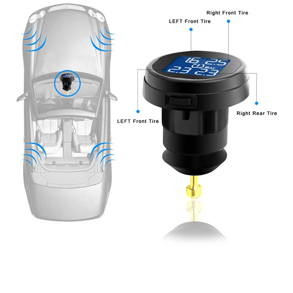 Автомобильный Смарт TPMS система контроля давления в шинах 4 внешних/внутренних датчика прикуривателя USB в реальном времени сигнализация шин PSI 6,21