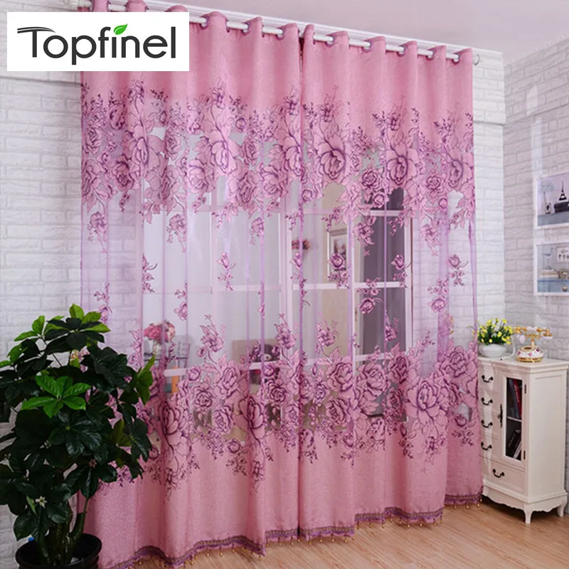 Topfinel Luxury Jacquard Embroidered Sheer Curtains for Living Room Bedroom Window Tulle Curtains Floral Style Design 1 Panel