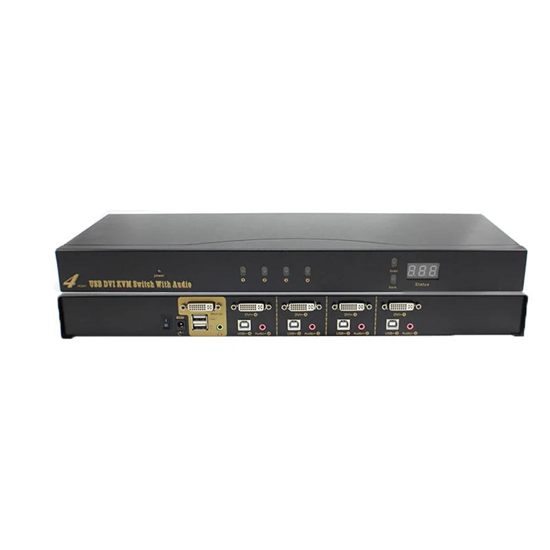 USB DVI KVM Switch 4 Prot с USB звуковых устройств для мыши клавиатуры коммутатор адаптер Box kvm-переключатель функции коммутации коробка