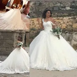 Бальное платье Свадебные платья 2019 для женщин; большие размеры Свадебное 3D цветочные аппликации Милая Элегантный Африканский дев