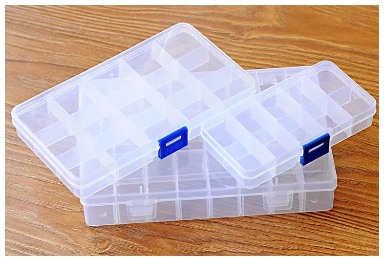 1PC 10/15 /24 Plastic Storage Box Medical Kit Case Electronic components Jewelry Bead Tiny Stuff Container NH 006