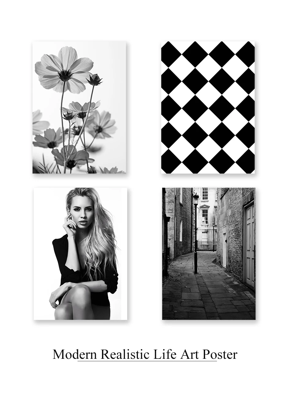 Realistic Life Scene Shoot Picture Wall Art Canvas Painting Black&White Mural Vintage Posters&Prints Living Room Home Decoration (6)