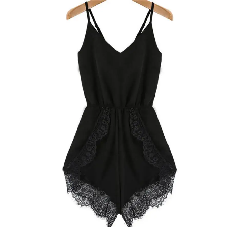 

SIF Hot New Fashion Women V-Neck Strap Sleeveless Lace Chiffon Party Jumpsuit Rompers Playsuit New Arrive Levert Dropship Apr 24