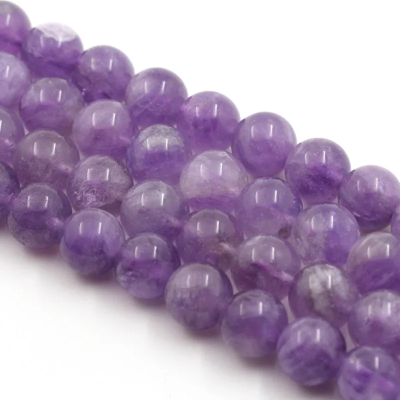 

Free ShippingQuality Natural Stone Purple Amethysts Crystals Round Loose Beads 15" Strand 6 8 10 12MM Pick Size