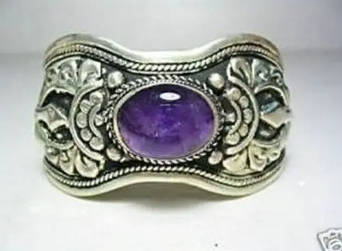 

Exquisite Tibet Silver natural Amethyst Cuff Bracelet 28%