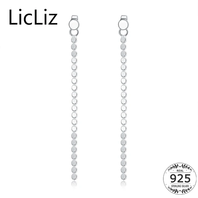 Liclic Trendy 925 Sterling Silver Long Dangle Earrings Women Hanging Liclic Trendy 925 Sterling Silver Long Dangle Earrings Women Hanging Ear Piercing Chain Earing Drops Double