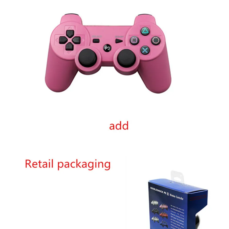 Беспроводной геймпад Bluetooth для PS3 контроллер для Playstation 3 для Dualshock PS3 контроллер - Color: pink with box