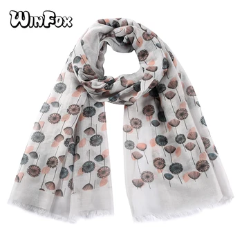 

Winfox Pink Grey White Elegant Floral Scarf Women Spring Summer Long Soft Scarves Ladies Wrap Shawl Girls