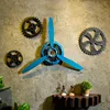 3 Color Industrial Air Plane Propeller Metal Wall Clock Mute and HD Display Aeroplane Retro Ornament Decor Crafts 1