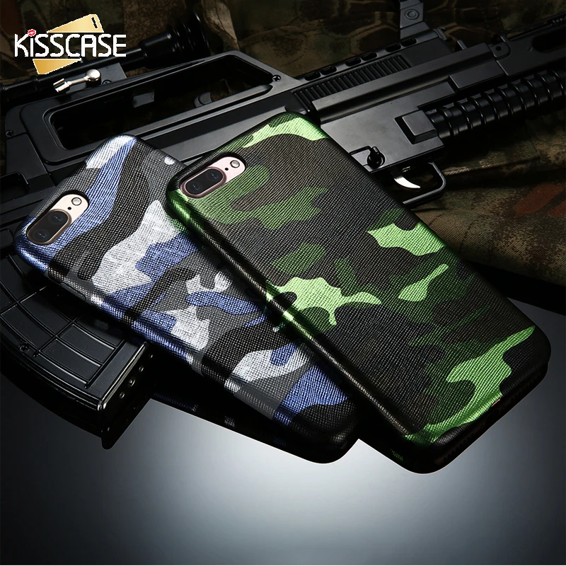 KISSCASE For iPhone 7 8 Case Cool Camo PU Phone Case For