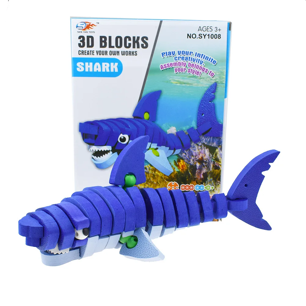 

EVA Assembly 3D Bule Shark Animal Model EVA Jigsaw Puzzles Early Educational Intelligence Toys Gift Ch