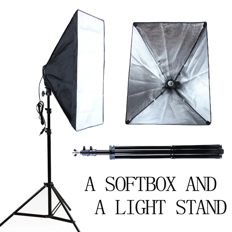 50*70cm Softbox E27 Single Lamp Holder 100 240V Continuous Lighting Diffuser Soft Box 2M Light