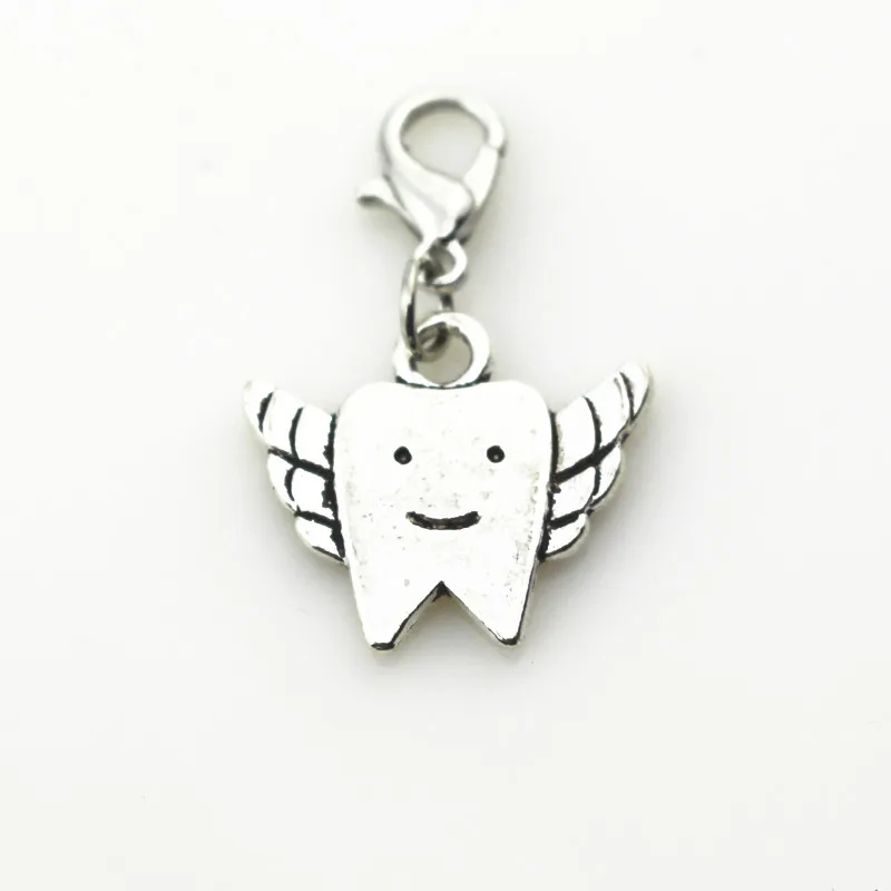 Wholesale 50pcs Angel TOOTH Charms Macroporous beads Hanging Charm Diy Bracelet Jewelry Lobster Clasp Dangle | Украшения и