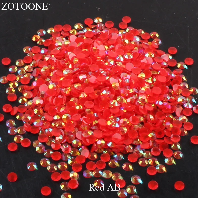 

ZOTOONE FlatBack Resin Nail Art Red AB Glue On Rhinestones Non HotFix Strass Crystal Applique Stones For Clothes Decoration E