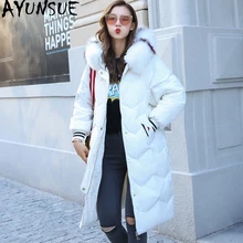 AYUNSUE/зимняя женская куртка на утином пуху, свободная модная разноцветная парка с воротником из лисьего меха, женская одежда, Camperas Mujer KJ452