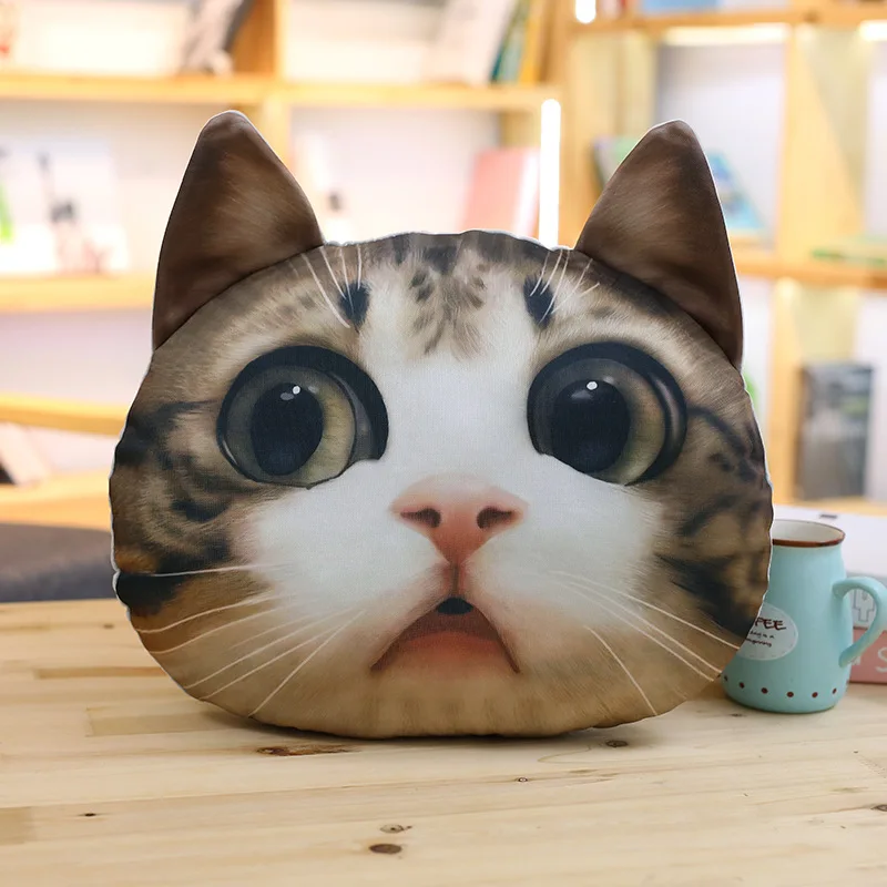 Simulation Cat Animals Print Creative Personality 3 In 1 Hand Warm Air Condition Plush Pillow Blanket Car Back Cushion Doll 36cm