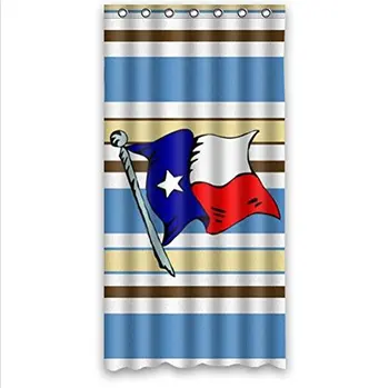 

Best Seller Tes State Flag And Blue And Brown Stripe Custom Polyester Waterproof Shower Curtain 36 x 72 Inch