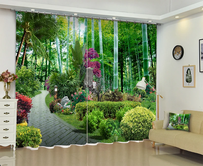 Парковый коридор пейзаж Бамбуковая штора с изображением леса