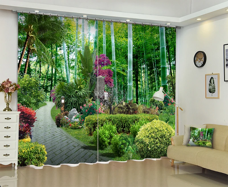 

Park corridor scenery bamboo forest curtain photo shade curtain