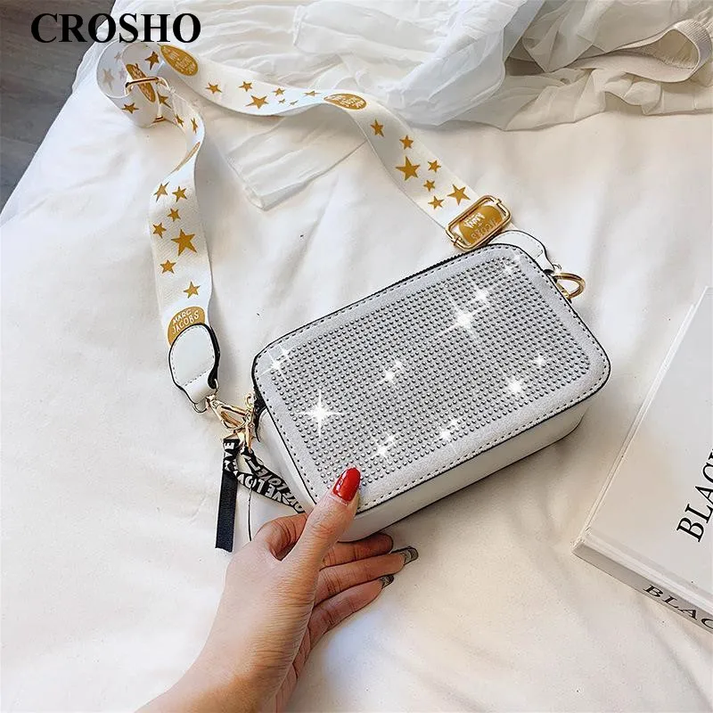 

CROSHO The New Stylish Diamond Encrusted Small Square Bag Goes Well with The Fashionable One shoulder Crossbody Bag
