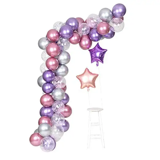 Purple Metallic Chrome Pink Silver Balloons Garland Arch Kit 62 Pcs Unicorn Theme Wedding&Birthday Decoration Globos Party