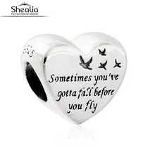 2016 Otoño Corazón de Libertad Shealia Originales 925 Plata Esterlina Encanta Granos Joyería Adapta A Pandora Pulseras Del Encanto Para Las Mujeres