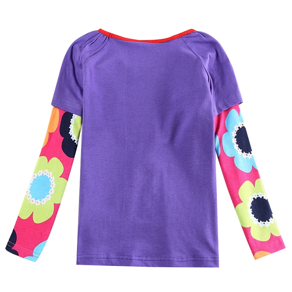 JUXINSU/хлопковая футболка с длинными рукавами для девочек осенне-зимняя повседневная футболка с вышитыми цветами и бабочками и радужными карманами для девочек от 1 до 8 лет