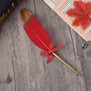 

1Pc Cute Feather Ballpoint Pens Kawaii Bow Ball Pens Gold Powder Pens For Writing School Office Supplies Novelty Stationery
