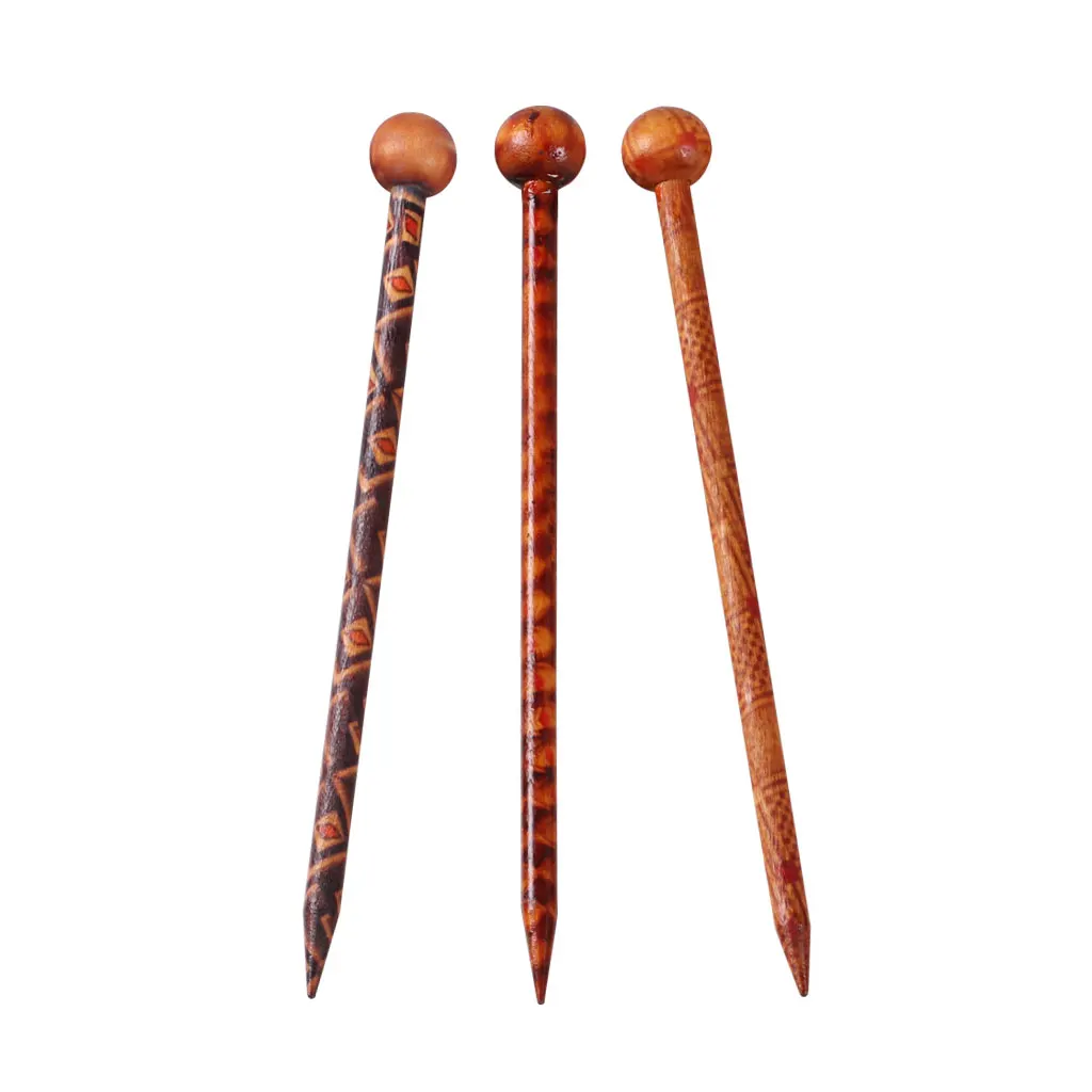 10 Pieces Elegant Vintage Printed Hair Sticks Shawl Picks Pins Forks Wooden Hair Stick Hairpin Head Pins For Hair Accessories