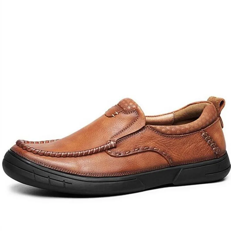 Brown Mocassins khaki lace Genuína khakislip slip Moda up Brown lace Marca Alta Sapatos Couro deslizamento De Casuais up Masculinos Homens Qualidade Light Grossa Calçados on Dos Sola on Não light ww1UPqH
