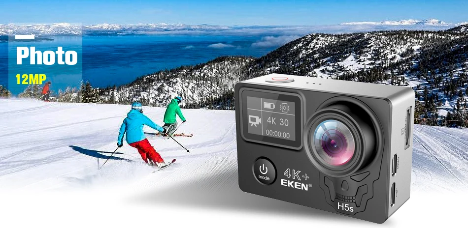 Экшн-камера eken H5S Plus HD 4K 30FPS с чипом Ambarella A12 внутри 30 м, водонепроницаемая, 2,0 дюйма, сенсорный экран EIS go, Спортивная камера pro