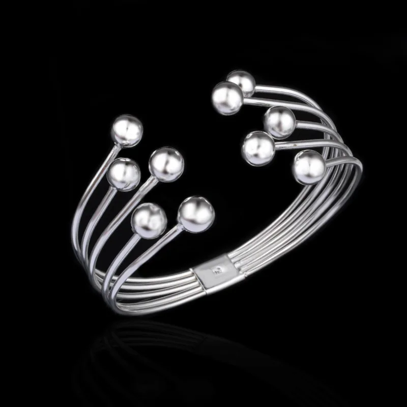 Оптовая продажа высокое качество серебро пять провод браслет из бисера для Для женщин Мода вечерние Рождество Дружба Jewelry браслет