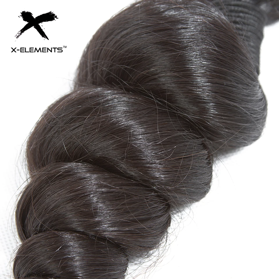 X-Elements Brazilian Loose Wave Hair 134 Bundles Deals Natural Color Human Hair Extensions 8-26 Non Remy Hair Weave Bundles (3)