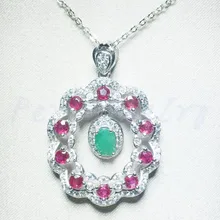 Подвеска с рубином, серебро 925 пробы, натуральный источник, рубиновый изумруд, 0.15ct* 8 шт, 0.52ct* 1 шт, драгоценный камень# T18060706