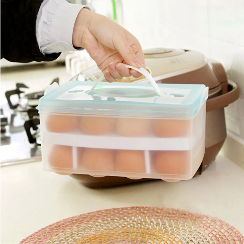

Practical 15 Grids Eggs Storage Box Household Refrigerator Crisper Portable Picnic Plastic Egg Multi-function Kitchen Tools