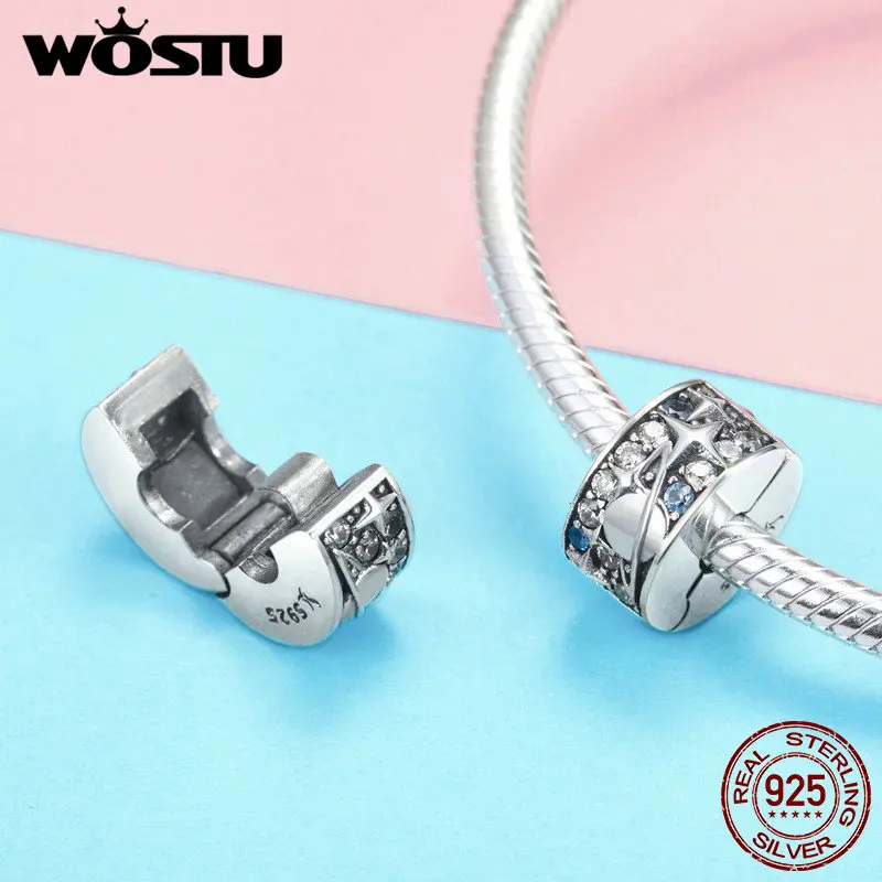 WOSTU Authentic 100% 925 Sterling Silver Universe Planet Beads Fit Charm Bracelet Pendant Delicate Elegant Jewelry Gift FIC985