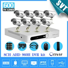 8 Channel AHD 960H DVR 600TVL Outdoor waterproof video Camera System 8CH CCTV surveillance System H.264 network DVR NVR SK-195
