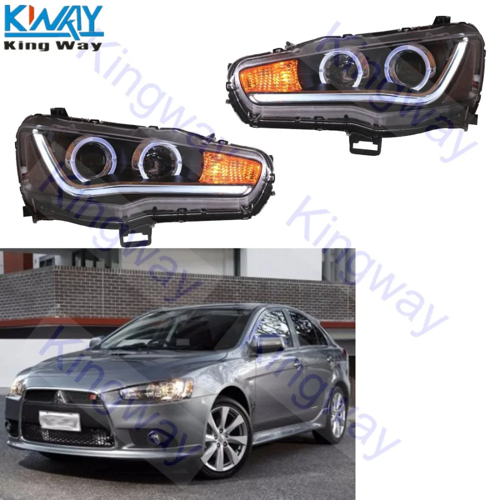 Бесплатная доставка King Way Pair LED Halo проектор фары для 2008 2016 Mitsubishi Lancer|Амортизаторы| |