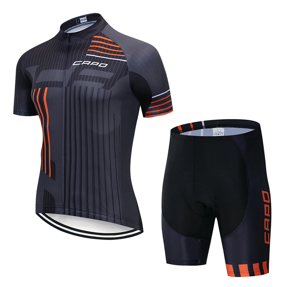 9D pad, CAPO короткий рукав Велоспорт Джерси нагрудник шорты летний дышащий комплект велосипедная одежда ropa maillot ciclismo рубашка - Цвет: Cycling set