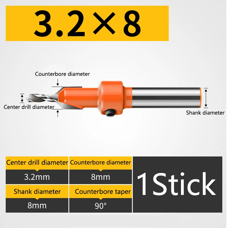 1 шт. деревообрабатывающее ступенчатое сверло 2,8*8 мм-3,2*10 мм потайная головка Дерево Конус отверстие для раковины винтовое Отверстие Сверло для снятия фасок - Цвет: 5