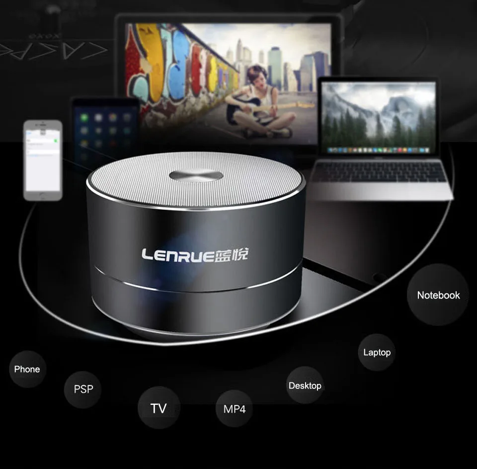 LENRUE Портативный Беспроводной Bluetooth Динамик стерео светодио дный s со встроенным
