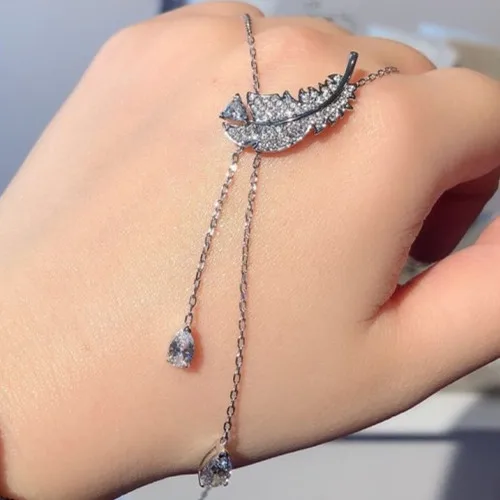 

2019 Silver Swa 1:1 New Feather Necklace Best Friend Women Y Wing Clavicle Chain Wholesale