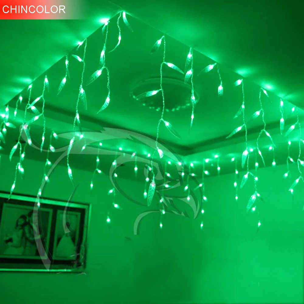 8*0.5m 192led Green Willow Ice Led Light string curtain Holiday lights EU Plug + controller For Xmas Garland christmas fairy DA 8*0.5m 192led Green Willow Ice Led Light string curtain Holiday lights EU Plug + controller For Xmas Garland christmas fairy DA