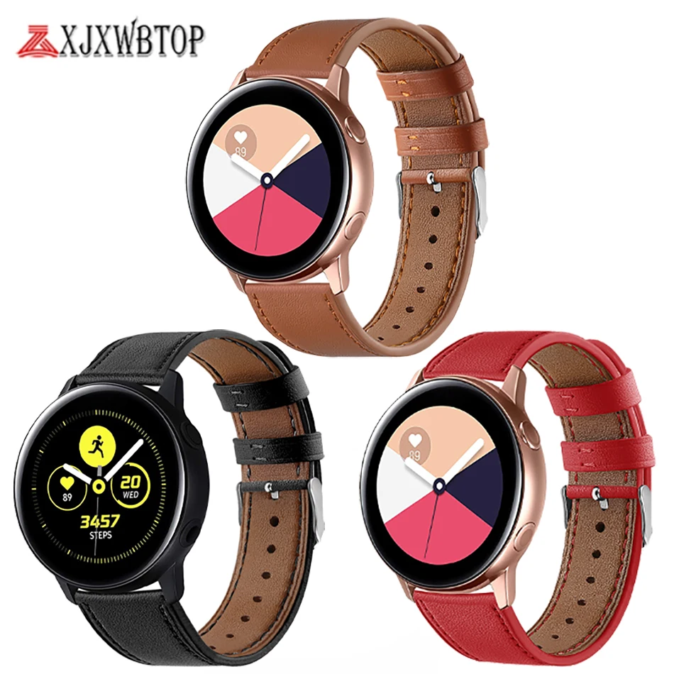 20 мм быстросъемный кожаный ремешок для часов samsung Galaxy Watch активный ремешок из натуральной кожи для samsung Galaxy Watch Active 40 мм