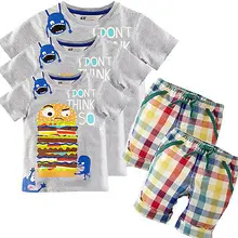 Cartoon Print Hamburg Baby Boy Kid Summer Short Sleeve T shirt Tops Clothes Plaid Pants Outfit Sets Clothes 1 6T